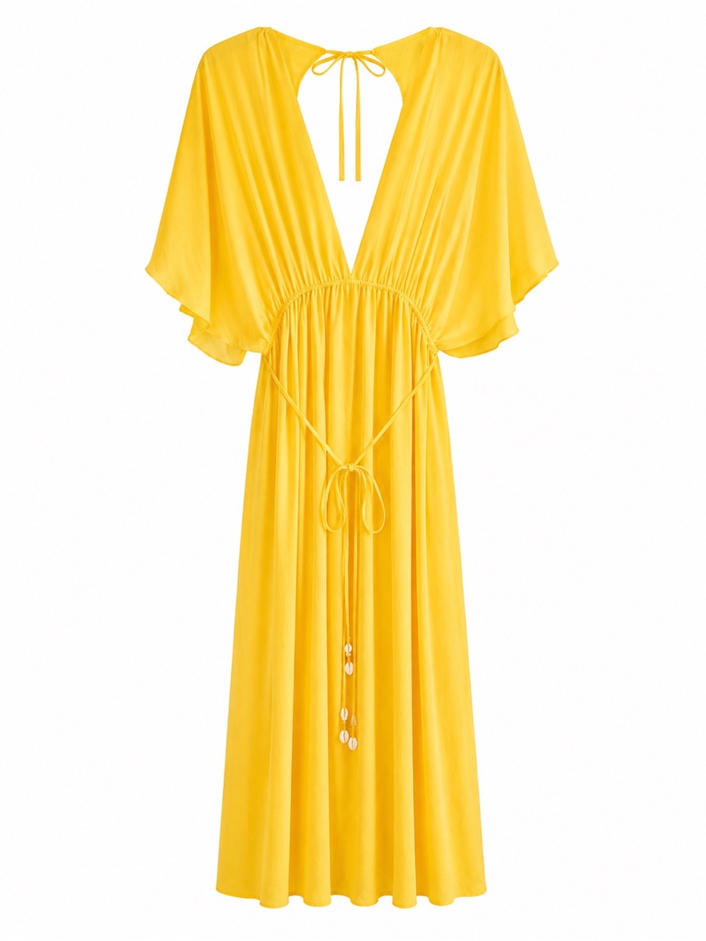 Maje Bright Yellow  Dress with Tie Detail